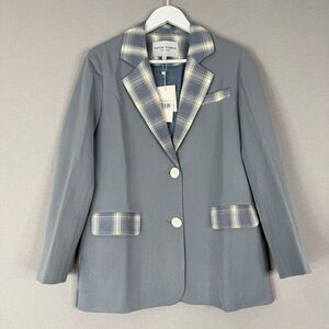 Petite Studio NYC Womens Jacket Extra Small Petite Blue Frankie Blazer Plaid